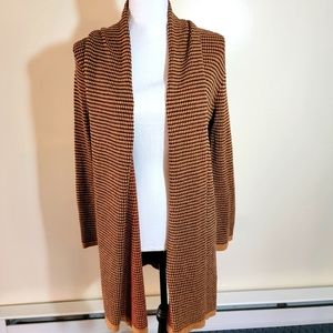 Carmen open front shawl collar knee length cardigan sweater size L